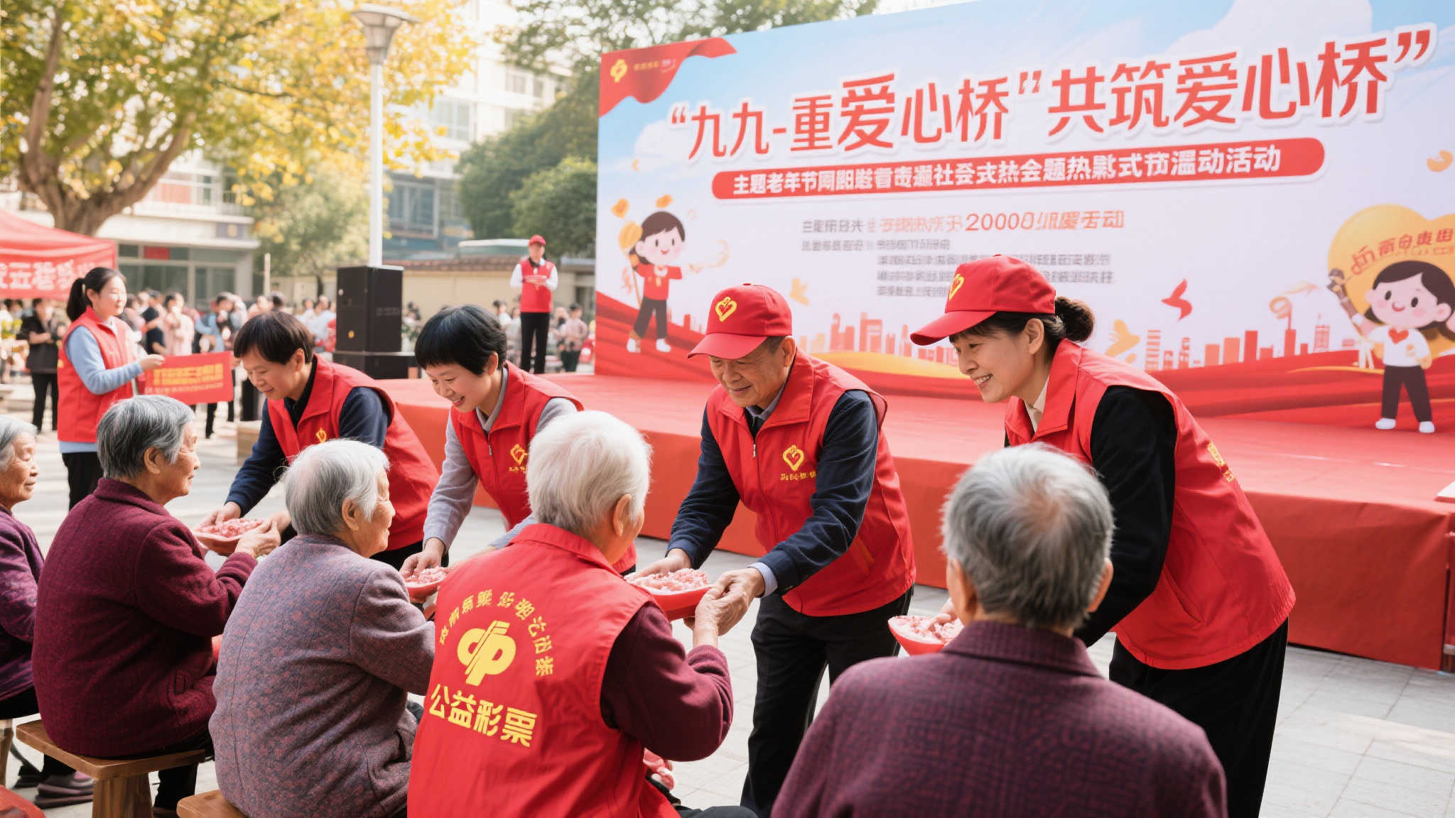 数百福彩志愿者携手搭建重阳节公益爱心桥梁 数百福彩志愿者携手搭建重阳节公益爱心桥梁